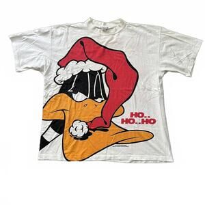 Vintage 1993 Warner Bros Daffy Duck Christmas T-Shirt